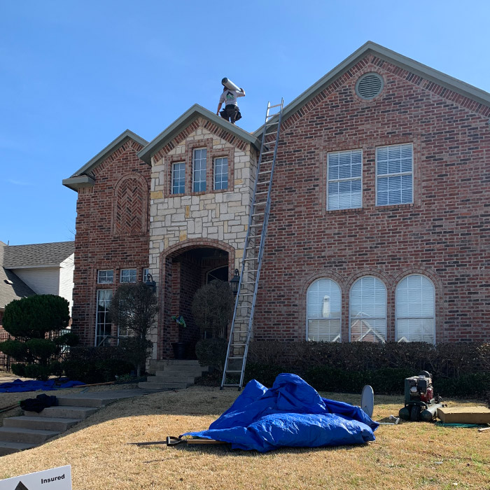 A brand-new construction roof